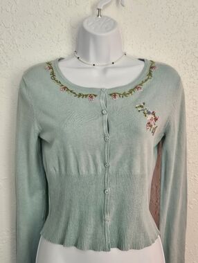 Talbots Vintage Silk Cardigan Embroidered